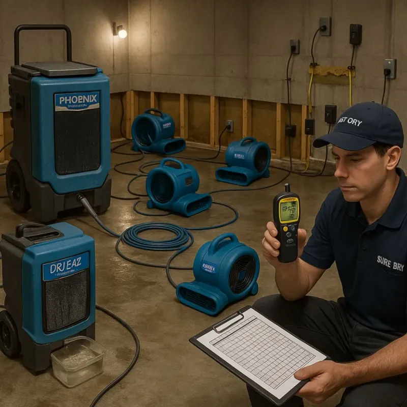 Structural Drying and Dehumidification process in Barton County, KS